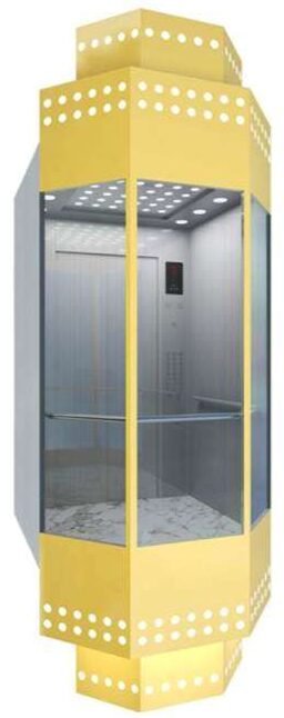 golden Panoramic Elevator Cabin Designs​